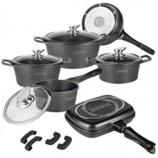 RL-ES1015M BLACK ROYALTY LINE Set oale cu interior marmorat si capac, 14 piese, culoare negru